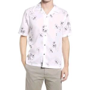 Ted Baker London Sz 5 Runslo Squiggle Print Short Sleeve Button-Up Loop Collar